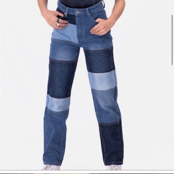 Adika Patchwork y2k Denim Jeans - Picture 3 of 7